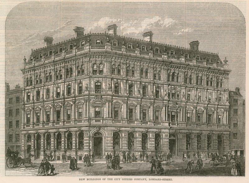 Nouveaux bâtiments de la City Offices Company, Lombard Street, Londres - English School
