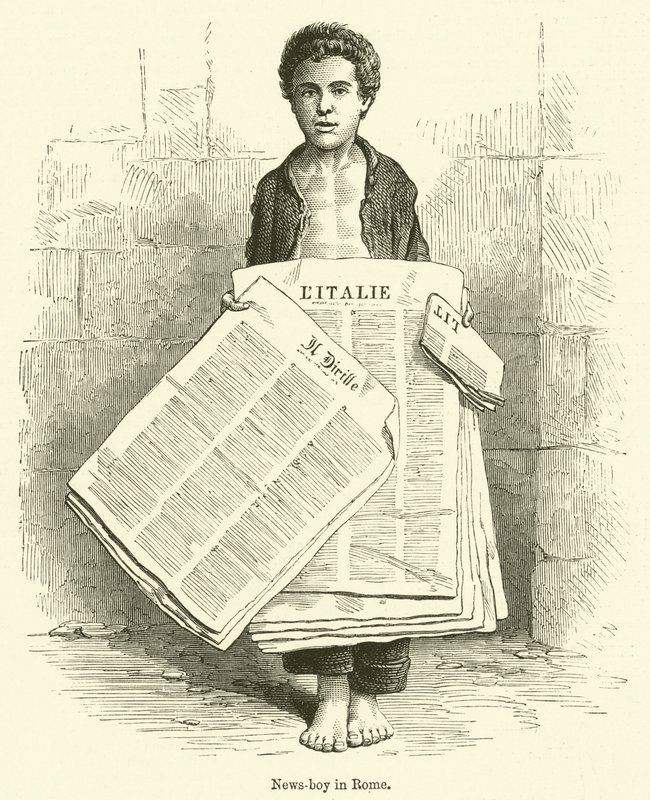 Garçon de presse à Rome (gravure) - English School