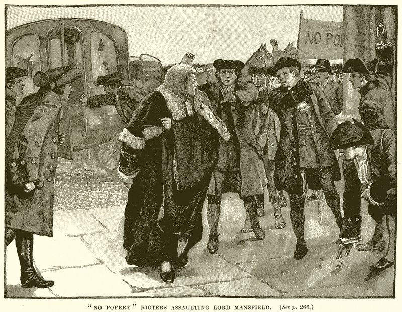 Émeutiers anti-catholiques attaquant Lord Mansfield - English School