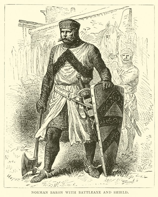 Baron normand avec hache de combat et bouclier - English School