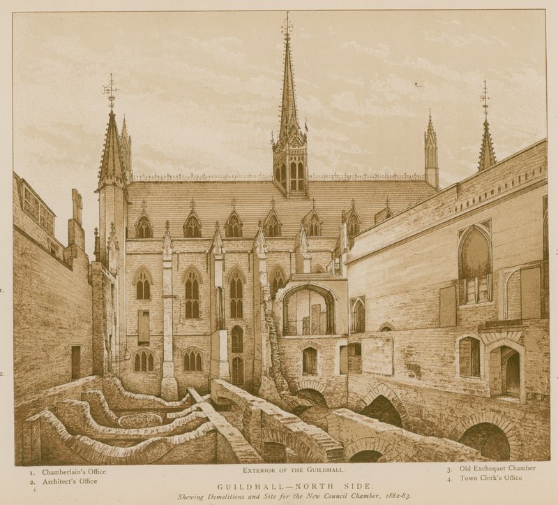Côté nord du Guildhall, Londres - English School