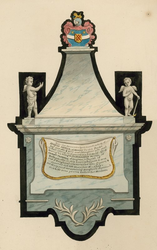 Cimetière de Norwood; tombe de Francis Merick de Norcut, décédé en 1702 - English School