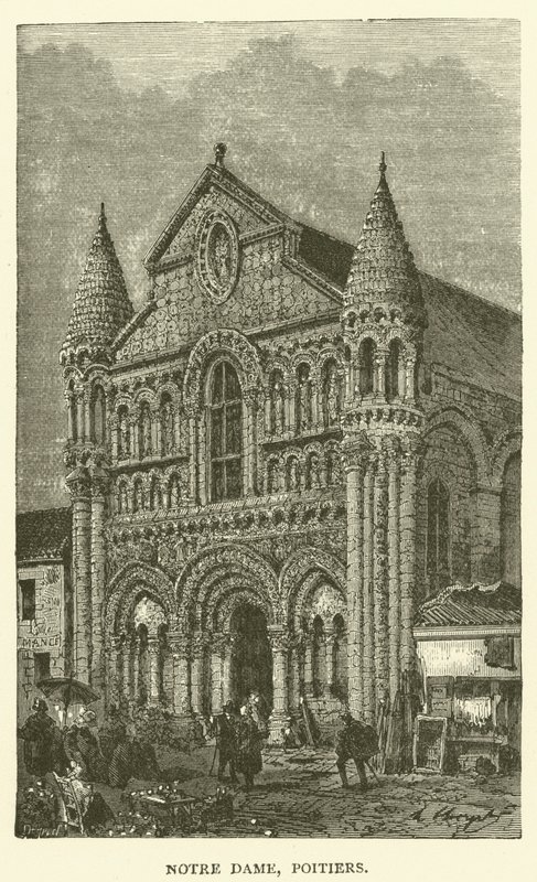 Notre Dame, Poitiers (engraving) - English School