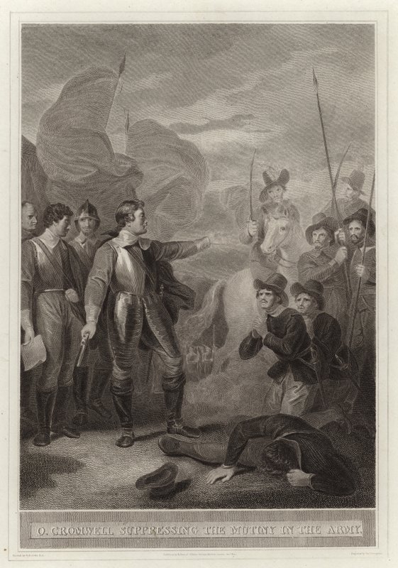 Cromwell réprimant la mutinerie dans l