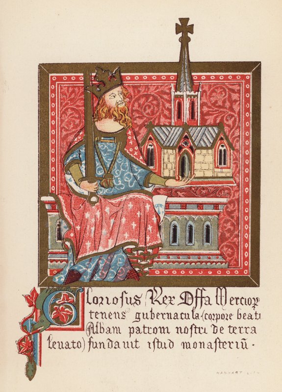 Offa, roi de Mercie (lithographie en couleur) - English School