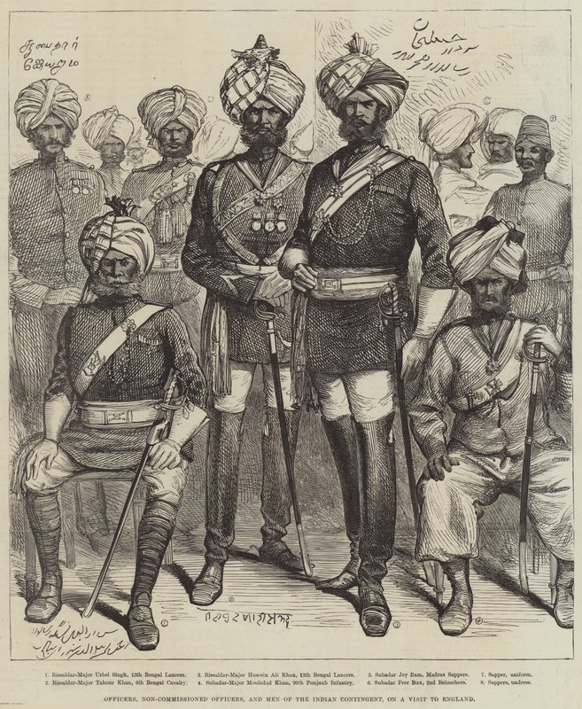 Officiers, sous-officiers et hommes du contingent indien en visite en Angleterre - English School