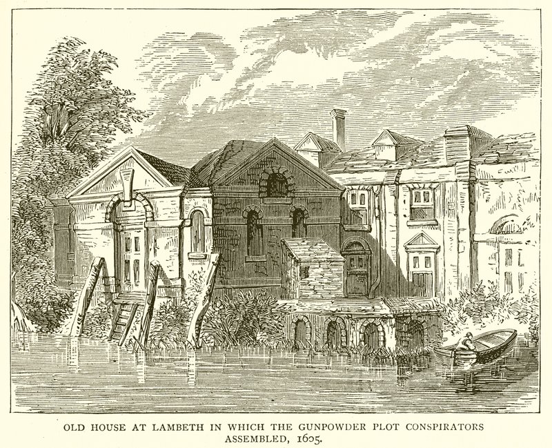 Vieille maison à Lambeth où se sont réunis les conspirateurs du complot de la poudre, 1605 - English School