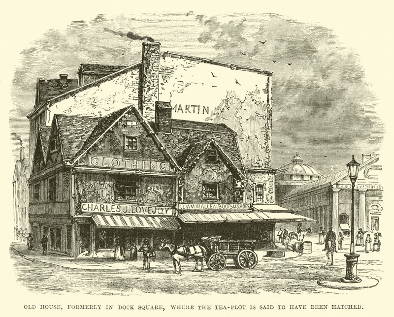 Vieille Maison, anciennement à Dock Square, où le complot du thé aurait été fomenté - English School