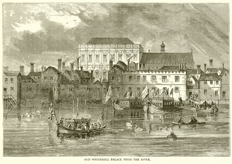 Ancien palais de Whitehall depuis la rivière - English School