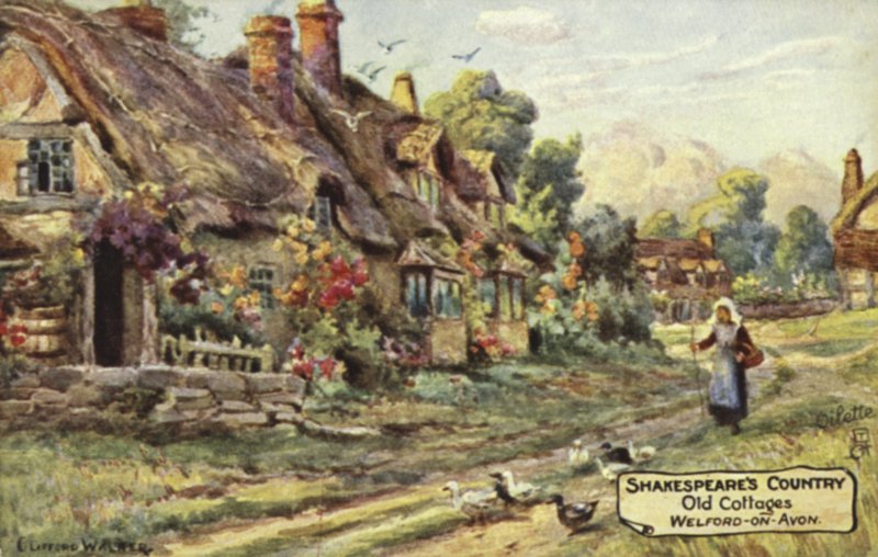 Vieilles chaumières, Welford-on-Avon, Warwickshire - English School