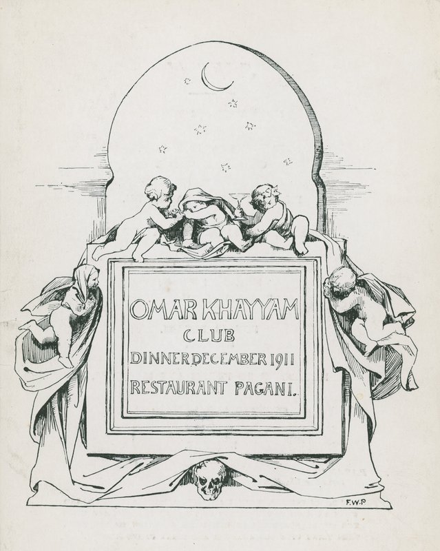 Dîner du Club Omar Khayyam, décembre 1911, au restaurant Paganis - English School