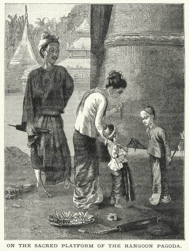 Sur la plate-forme sacrée de la pagode de Rangoon - English School