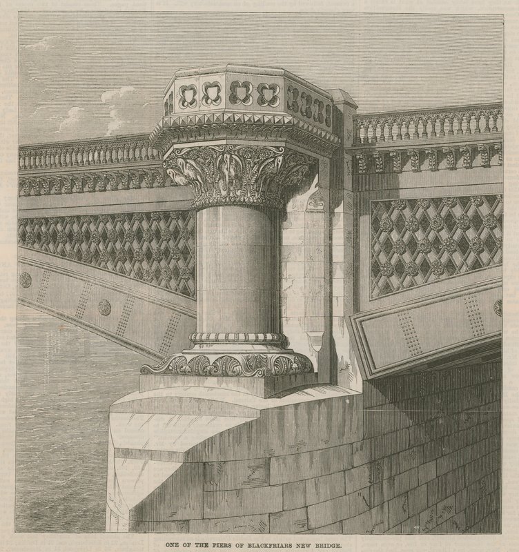 Un des piliers du nouveau pont de Blackfriars - English School