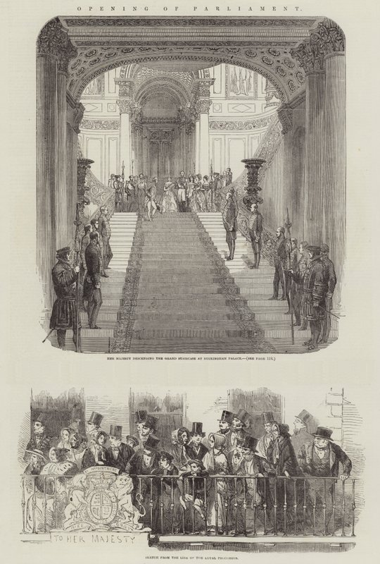 Ouverture du Parlement (gravure) - English School