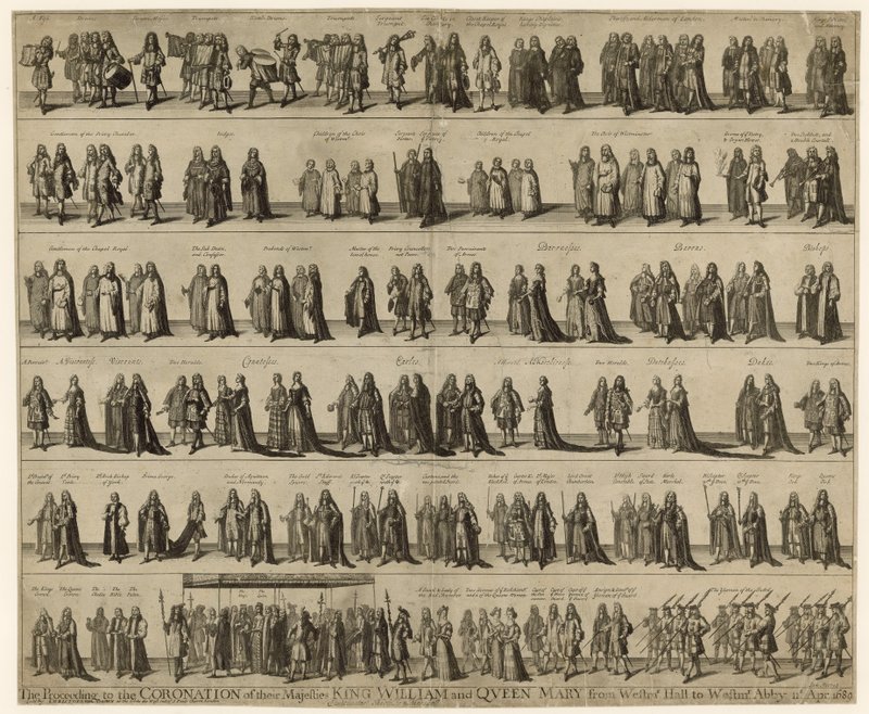 Ordre de procession pour le couronnement de leurs majestés le roi William et la reine Mary - English School