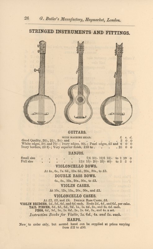 Page du Catalogue Illustré des Instruments de Musique de G Butler - English School