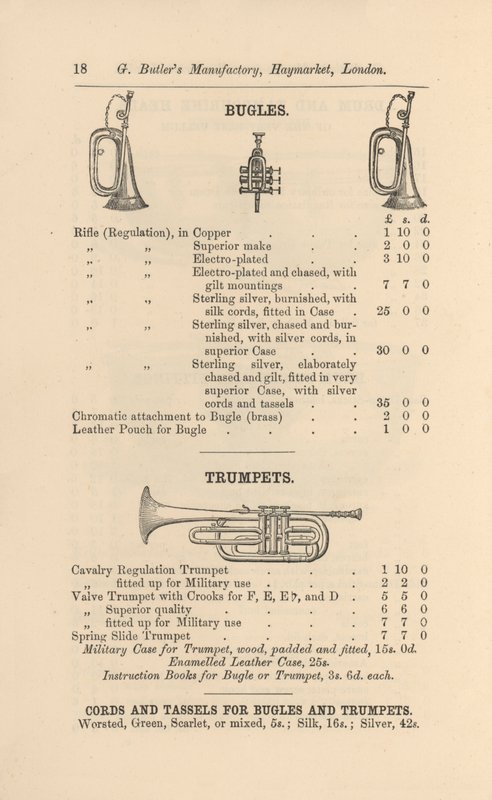 Page du catalogue illustré des instruments de musique de G Butler - English School