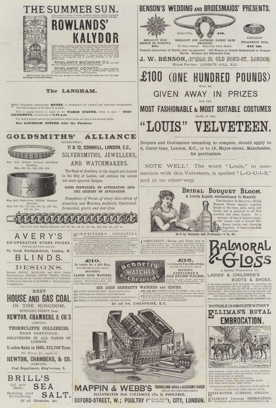 Page de publicités (gravure) - English School