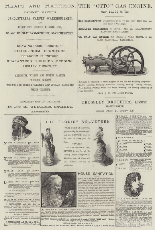 Page de publicités (gravure) - English School