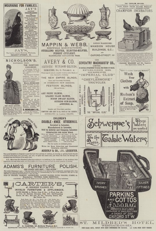 Page de publicités (gravure) - English School