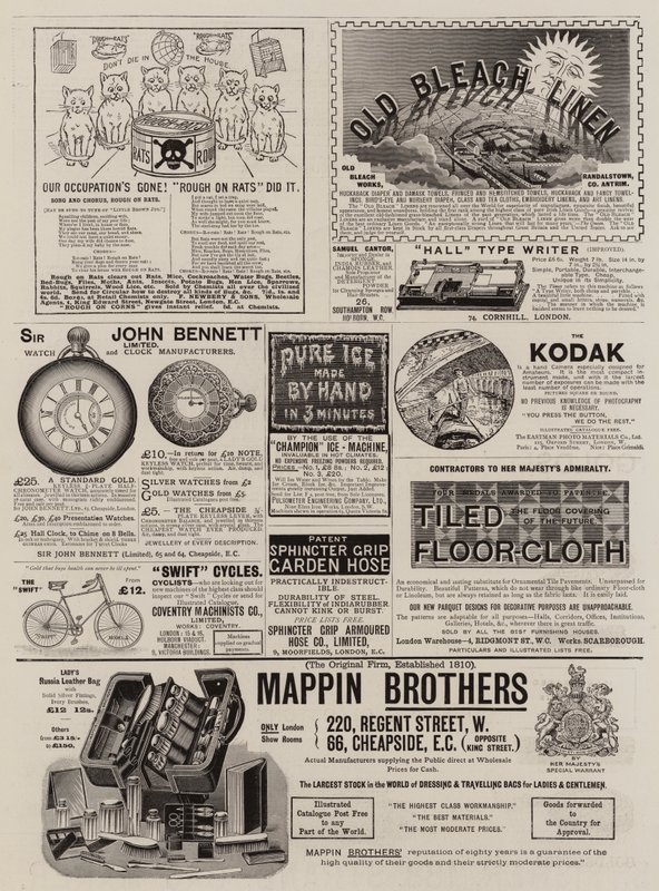 Page de publicités (gravure) - English School