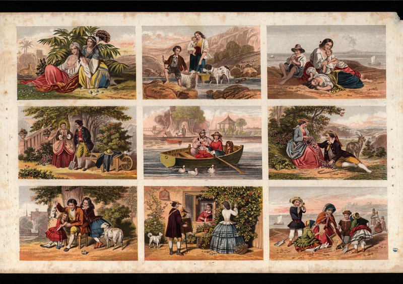 Page de découpes imprimées victoriennes - English School