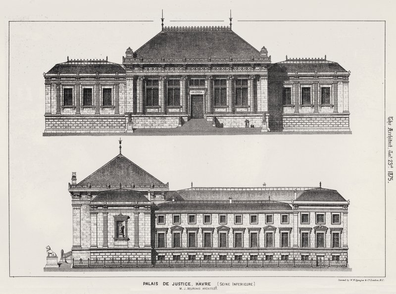 Palais de Justice, Havre, Seine-Inférieure (gravure) - English School