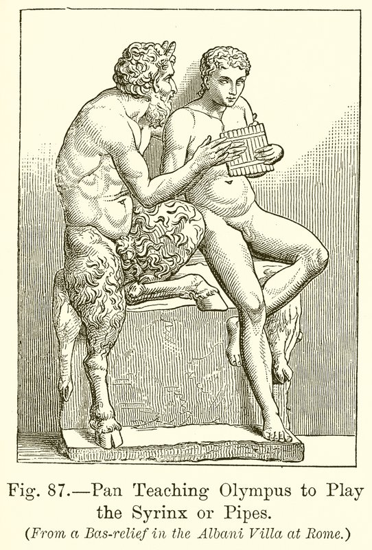 Pan enseignant Olympus à jouer de la syrinx ou des pipes - English School