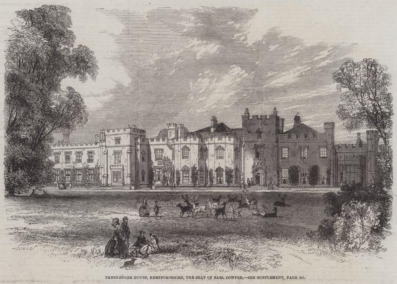 Maison Panshanger, Hertfordshire, le siège du comte Cowper (gravure) - English School