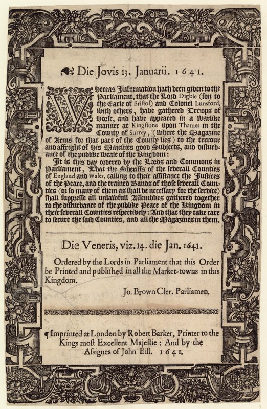 Ordre Parlementaire, 14 janvier 1641 - English School