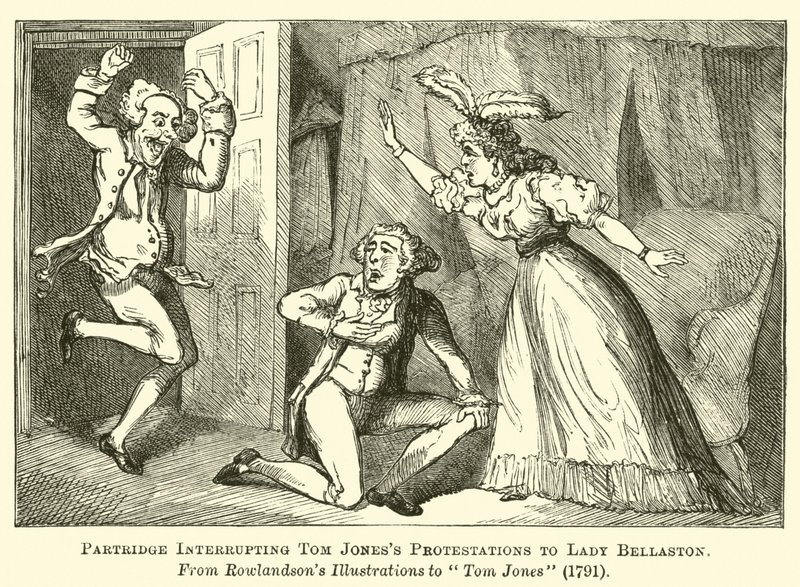 Partridge interrompant les protestations de Tom Jones à Lady Bellaston - English School
