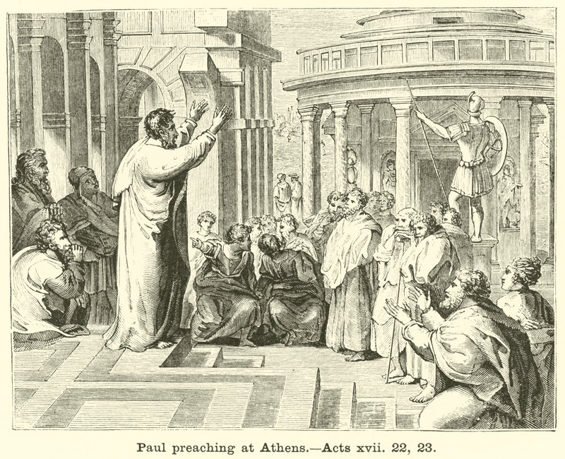 Paul prêchant à Athènes, Actes, xvii, 22, 23 - English School