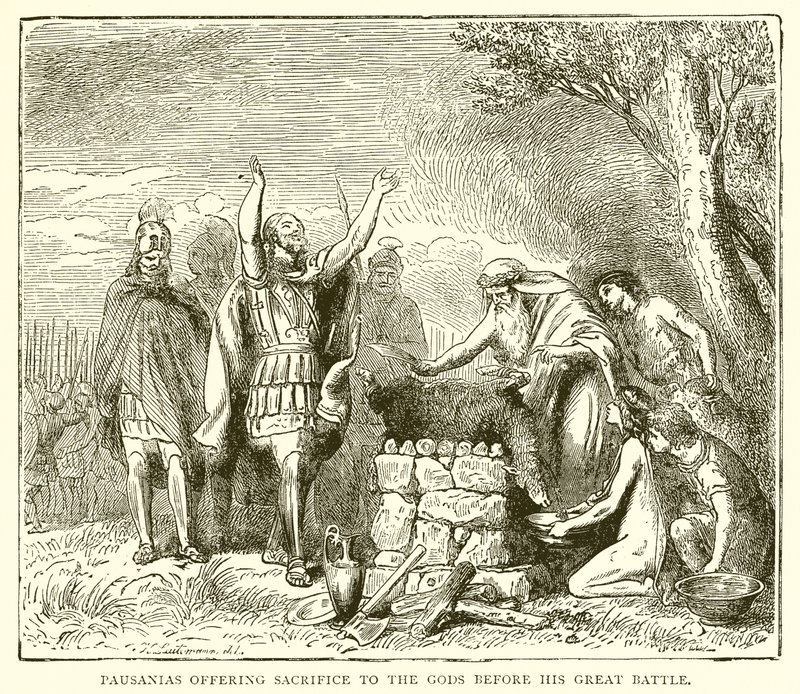 Pausanias offrant un sacrifice aux dieux avant sa grande bataille - English School