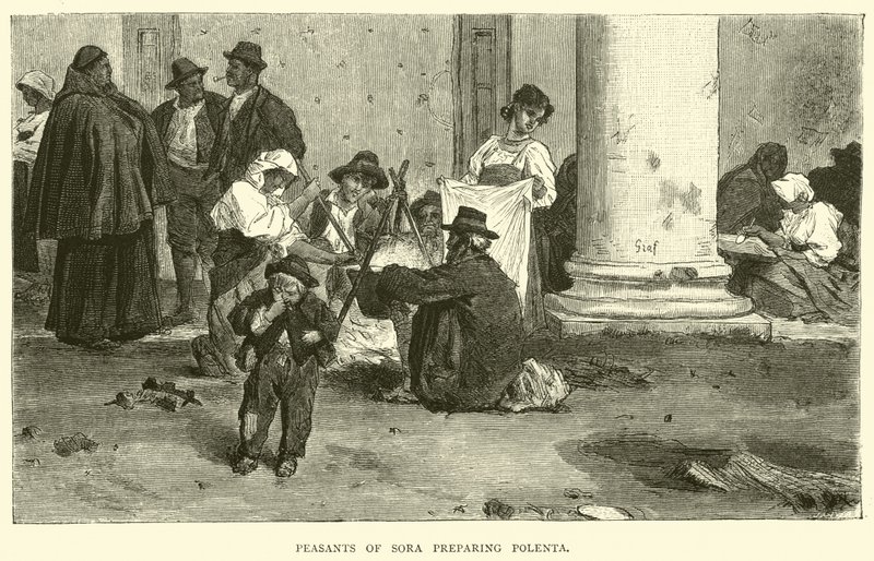 Paysans de Sora préparant de la polenta - English School