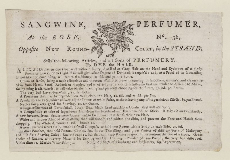 Parfumeurs, Sangwine, carte de visite - English School