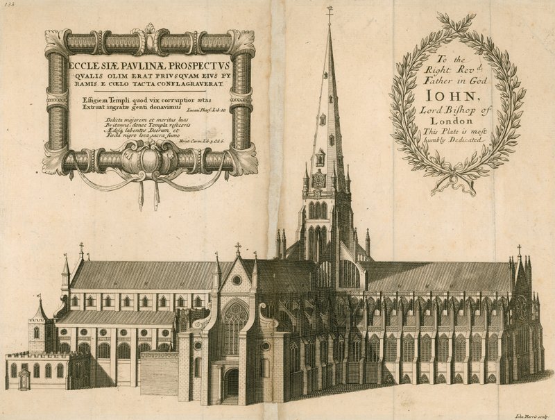 Vue en perspective de la cathédrale Saint-Paul, Londres - English School
