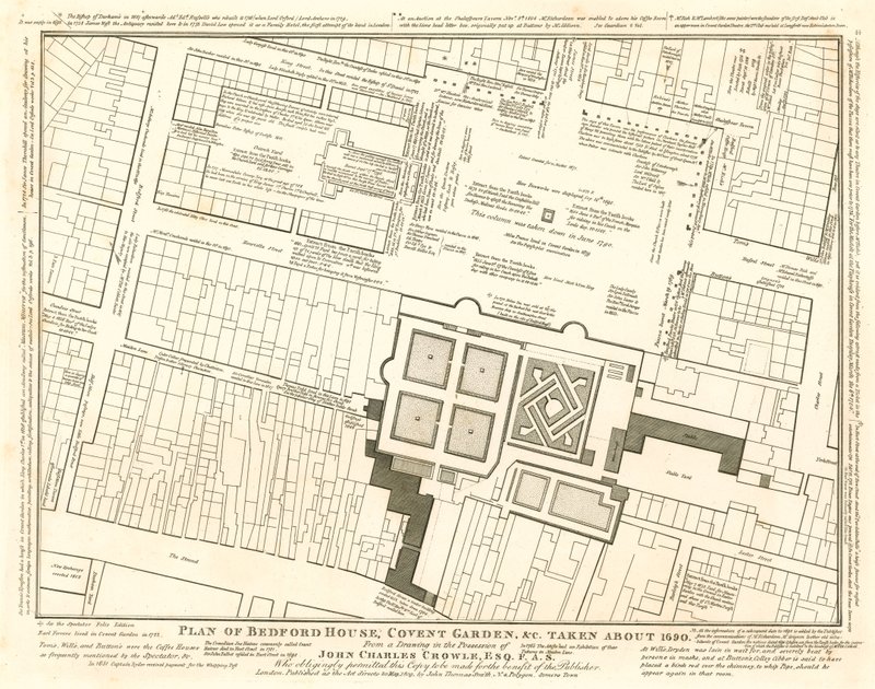 Plan de Bedford House, Covent Garden, Londres, vers 1690 - English School