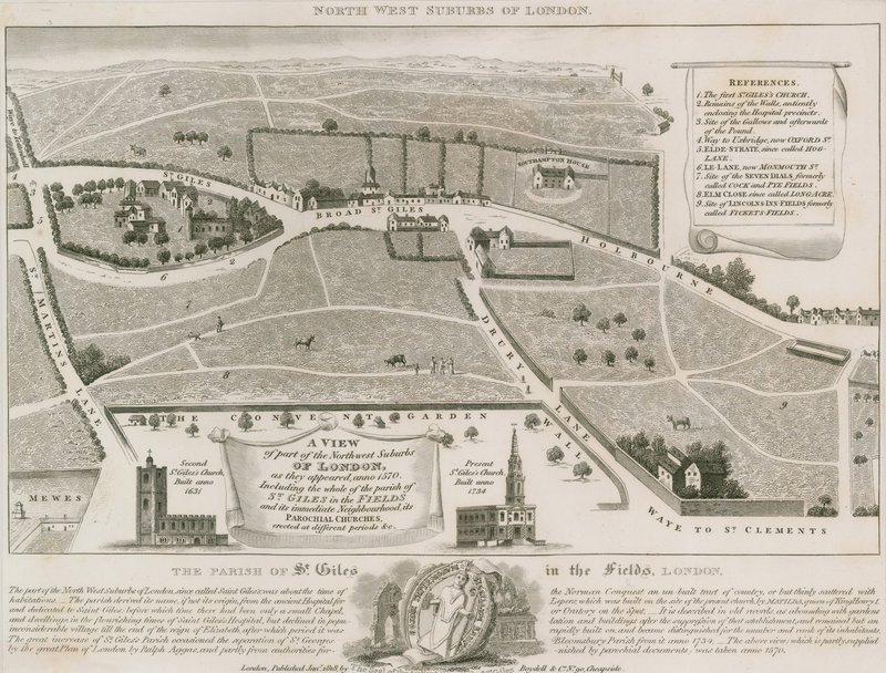 Plan des banlieues nord-ouest de Londres autour de St Giles in the Fields - English School