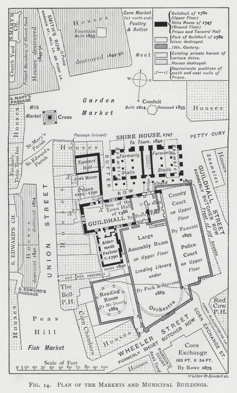 Plan des marchés et des bâtiments municipaux (gravure) - English School