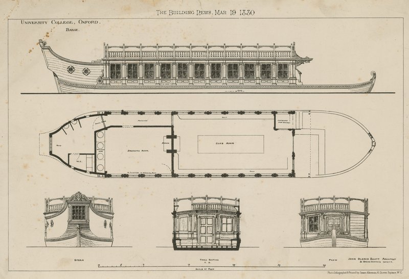 Plans de la barge du University College - English School