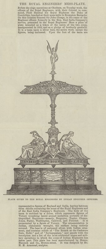 Assiette offerte aux Royal Engineers par les officiers ingénieurs indiens (gravure) - English School