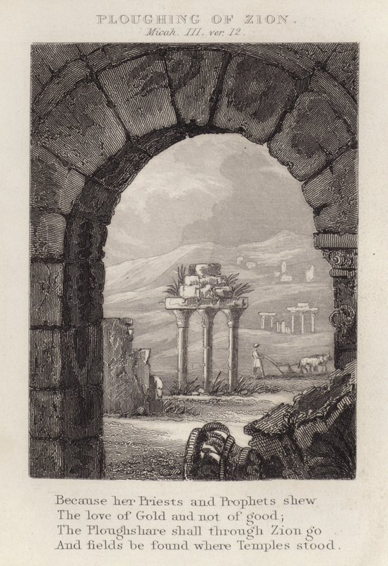 Labourage de Sion, Michée III, verset 12 (gravure) - English School