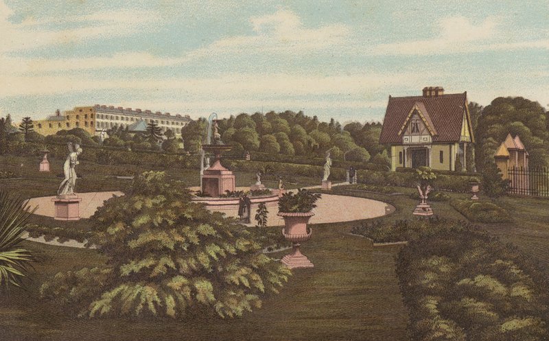 Plymouth : Swiss Lodge et jardins, Devonport Park - English School