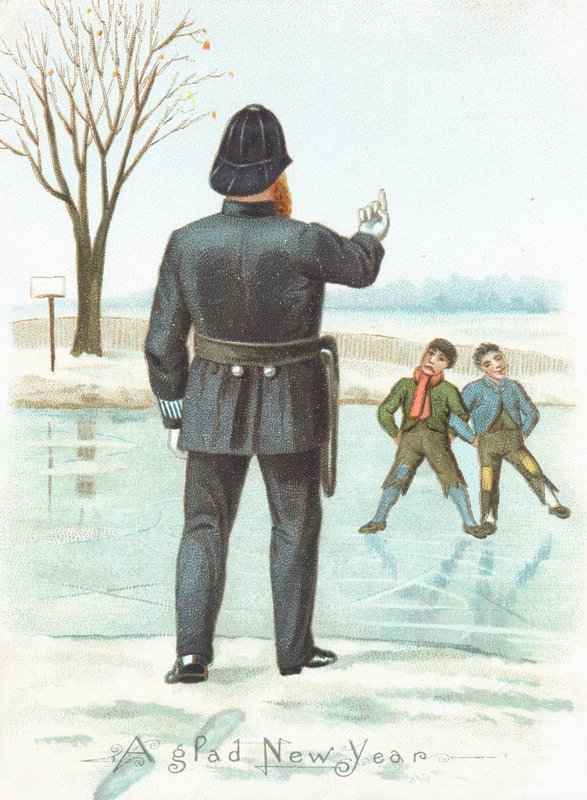 Policier réprimandant des garçons - English School