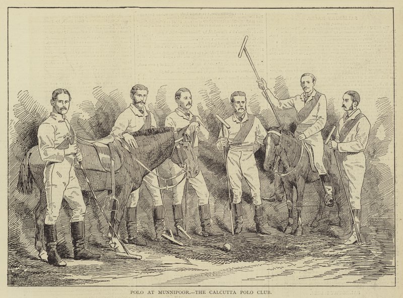 Polo à Munnipoor, le club de polo de Calcutta (gravure) - English School