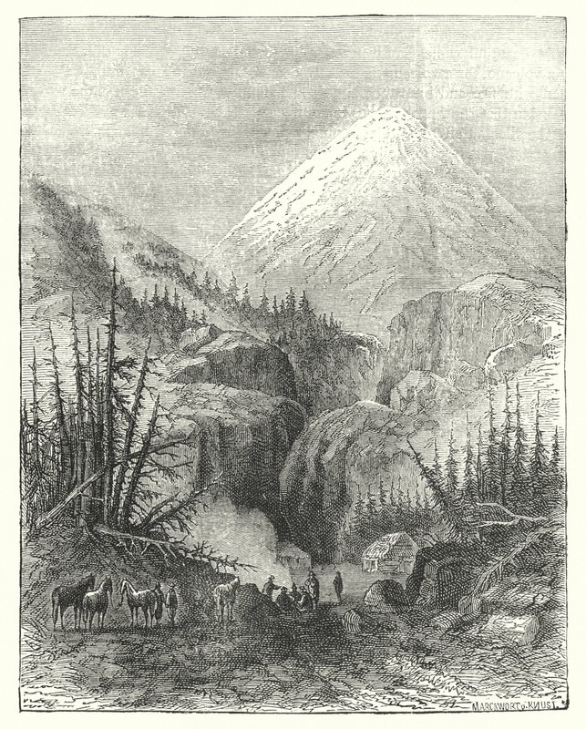 Popocatépetl, la montagne fumante (gravure) - English School
