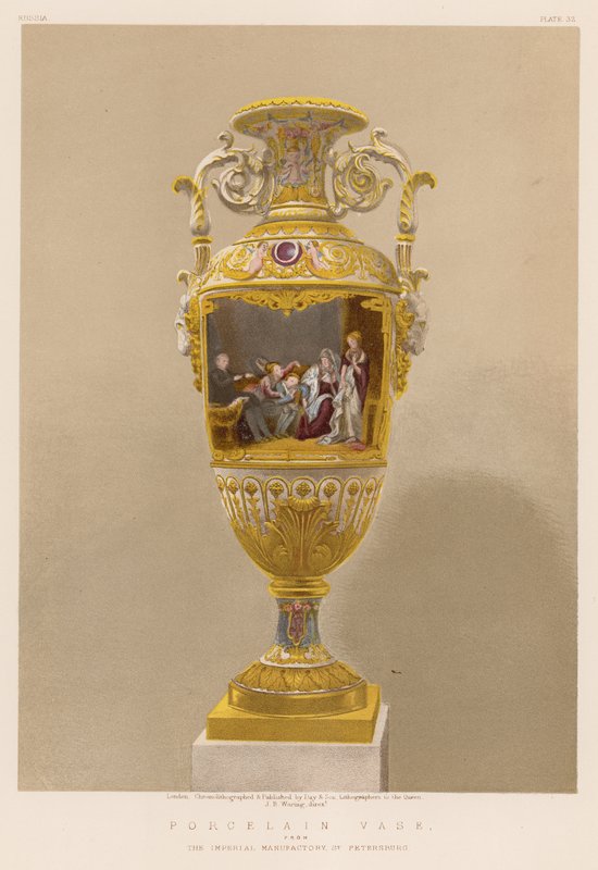 Vase en porcelaine de la Manufacture impériale de Saint-Pétersbourg (chromolitho) - English School