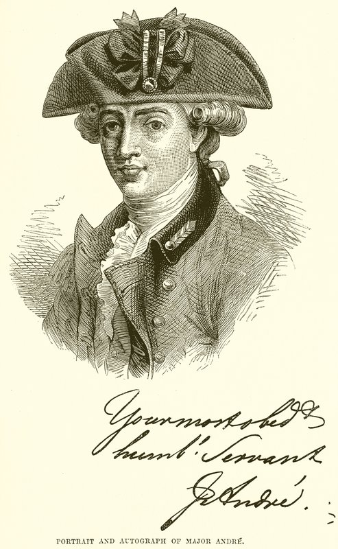 Portrait et autographe du major Andre - English School