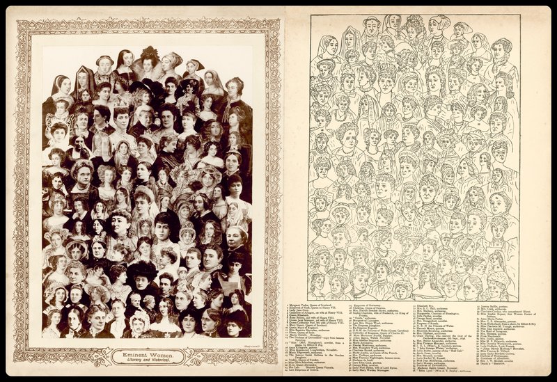 Montage de portraits, c 1910 : Femmes éminentes, littéraires et historiques - English School