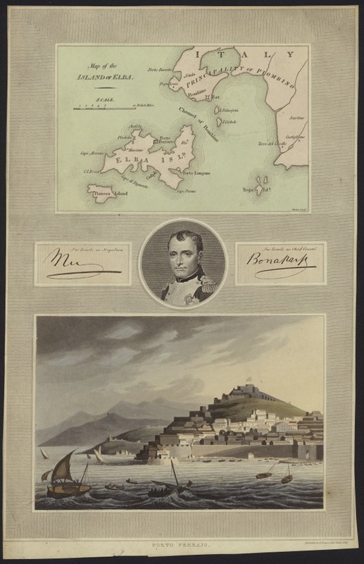 Portrait de Napoléon Bonaparte avec une carte et une vue d